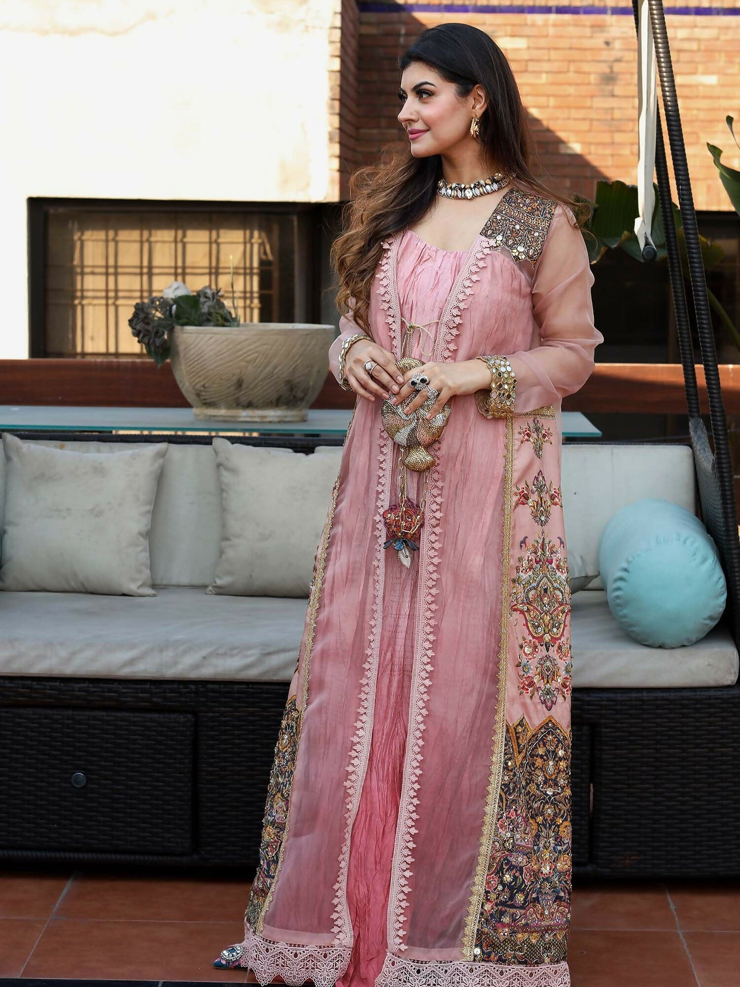 Shiza Hassan Nadia Luxury Pret Organza Embellished Jacket-Serenity Jacket