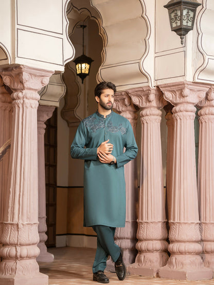 Fabrich Men Embroidered Cotton Unstitched Shalwar Kameez-GTS-MCE-045