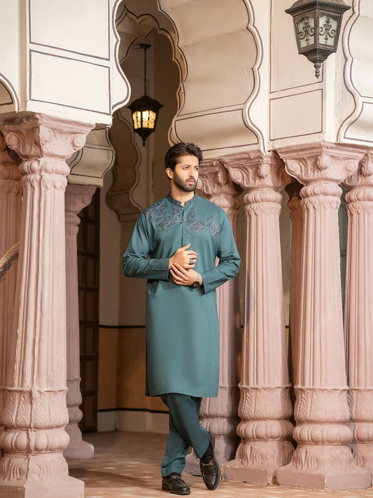 Zinc Fabrich Men Embroidered Cotton Unstitched Shalwar Kameez-GTS-MCE-045