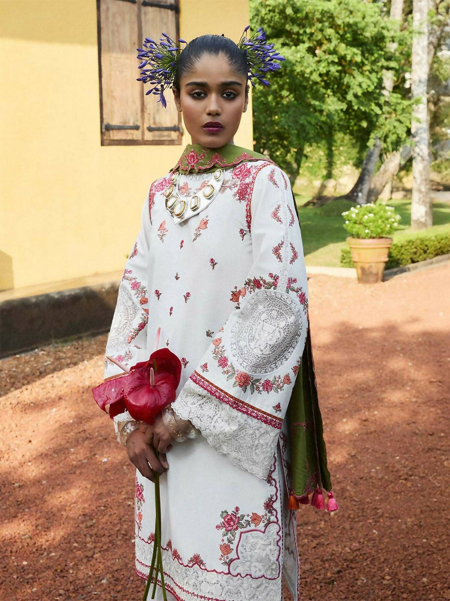 Jugnu by Hussain Rehar SS'25 Eid Pret Cotton Embroidered 2-Piece Suit-Navya