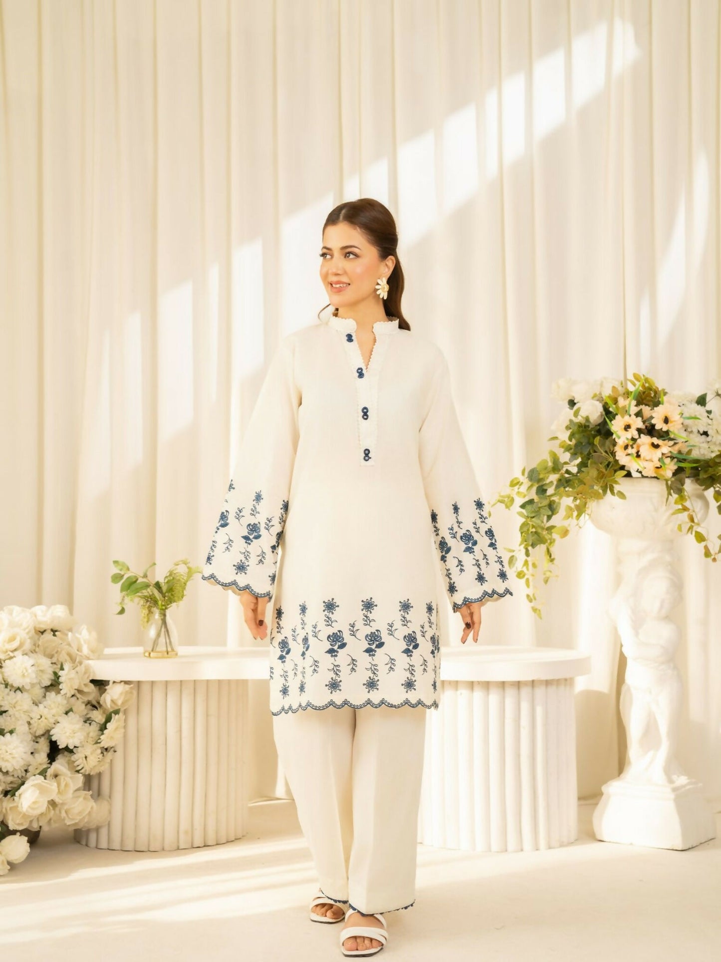 Panache Apparel Sunlit Essentials Cotton Lawn Embroidered Co-Ord Set-Coast