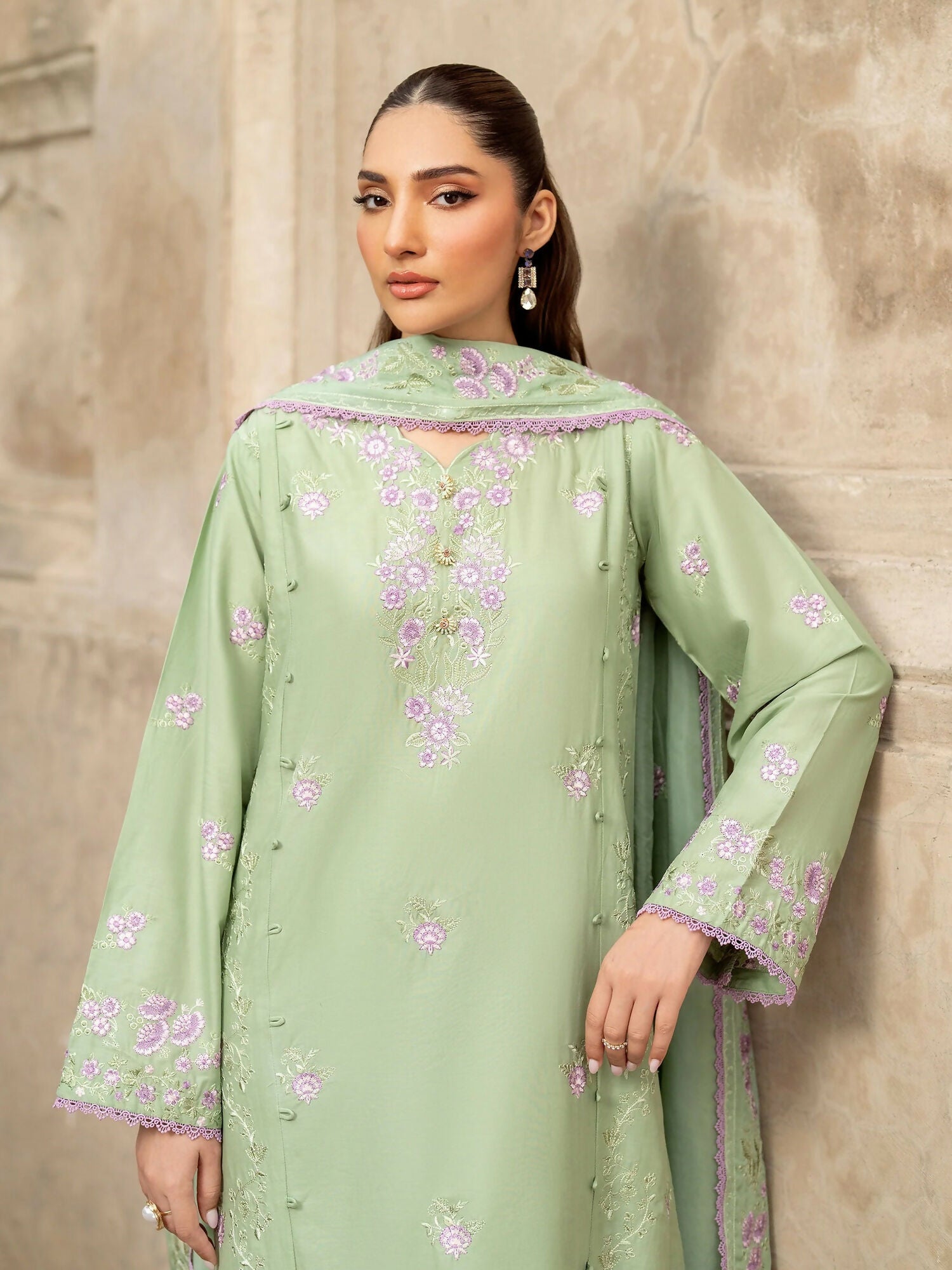 Panache Apparel Lawn Embroidered Stitched Suit-Roshni