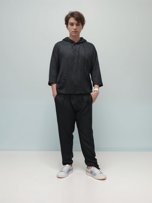 Jupiter Elite Hooded Black Coord Set-14737