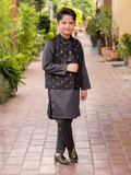 Kidoz Kloset Raw Silk Embroidered Waistcoat-Night Spark
