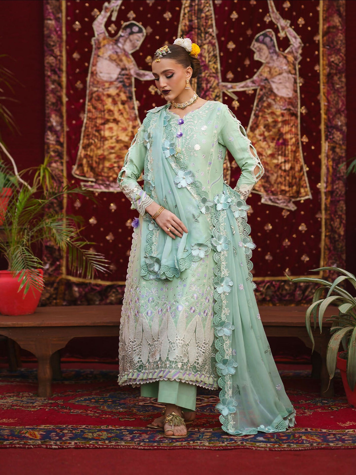 Mahnur Gul Luxury Lawn'26 Embroidered Stitched 3-Piece Suit-G-011