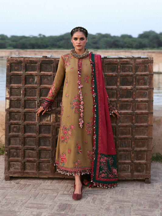 Hussain Rehar Karandi'25 Embroidered Unstitched 3-Piece Suit-Rumi