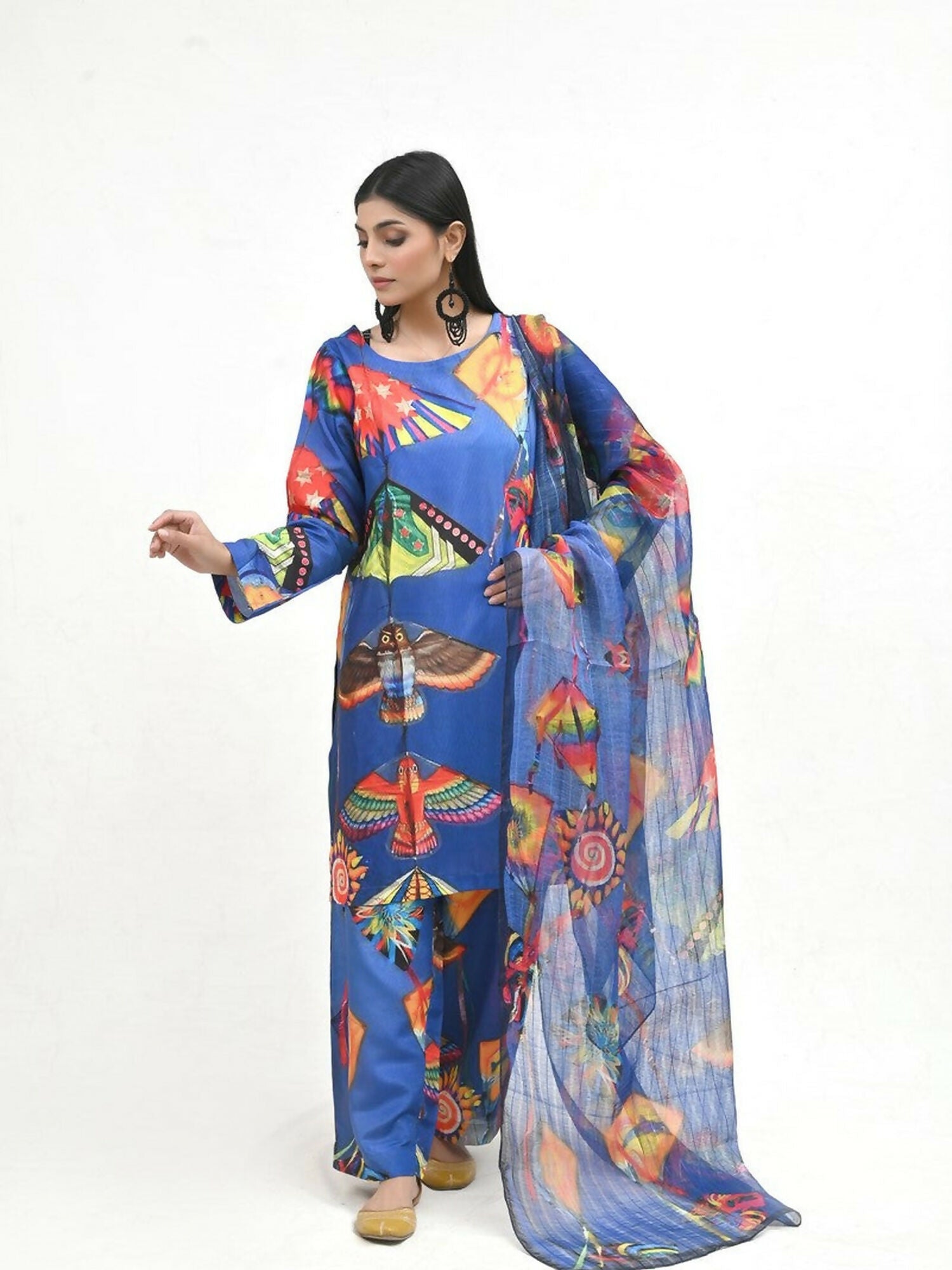 Imran Aftab Basant Mela Raw Silk Printed Unstitched 3-Piece Suit-IARP 03