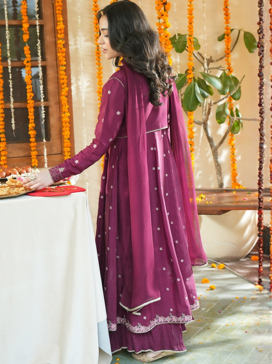 Panache Apparel Noore Eid Edit Sheesha Silk Embroidered Stitched Suit-Zeni