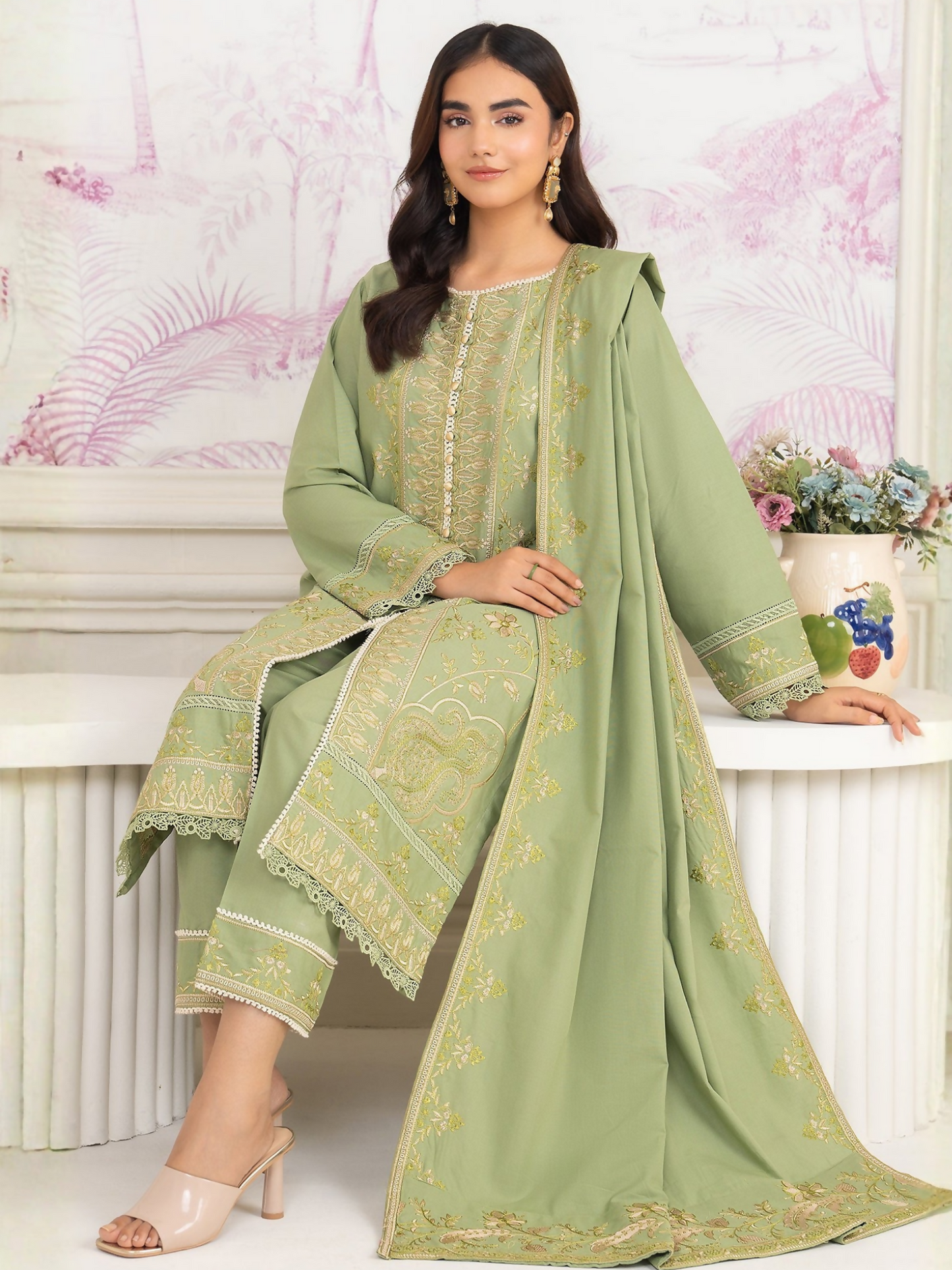 Panache Apparel Winter Whisper Khaddar Embroidered Stitched 3-Piece Suit-Subtle