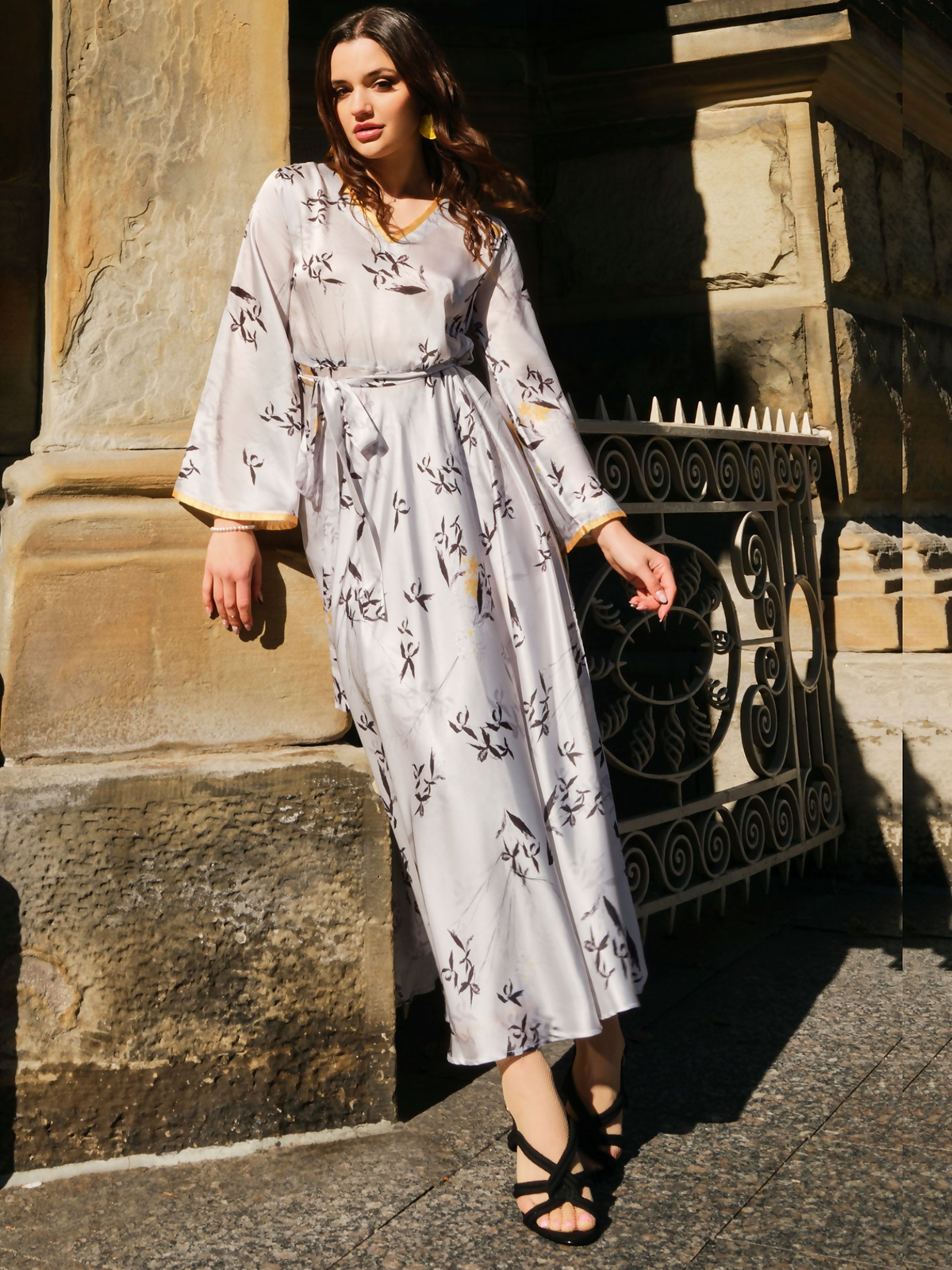 Panache Apparel Silk Printed Dress-Aroma