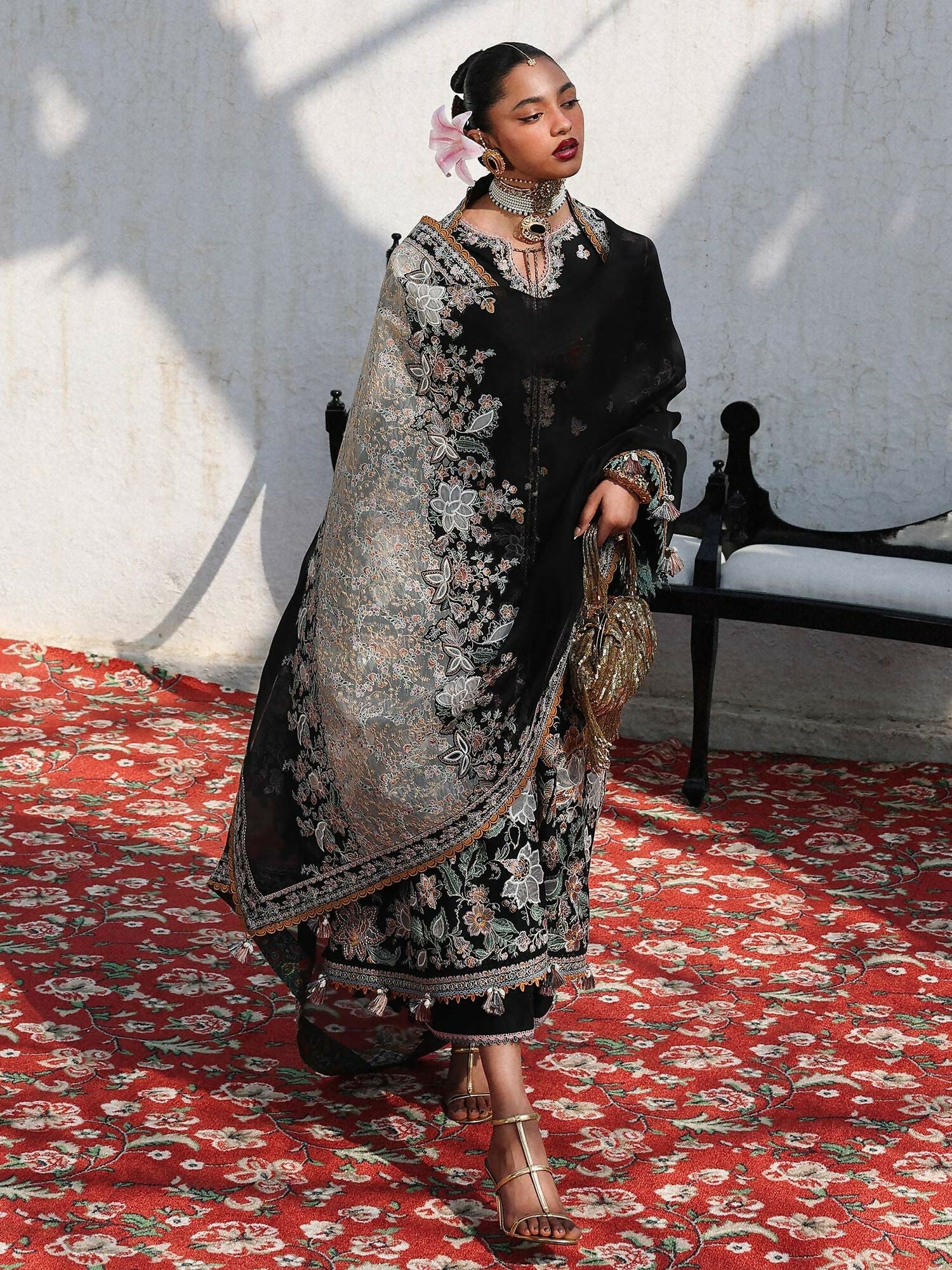 Hussain Rehar Luxury Lawn'26 Eid Edit Embroidered Unstitched 3-Piece Suit-Sable