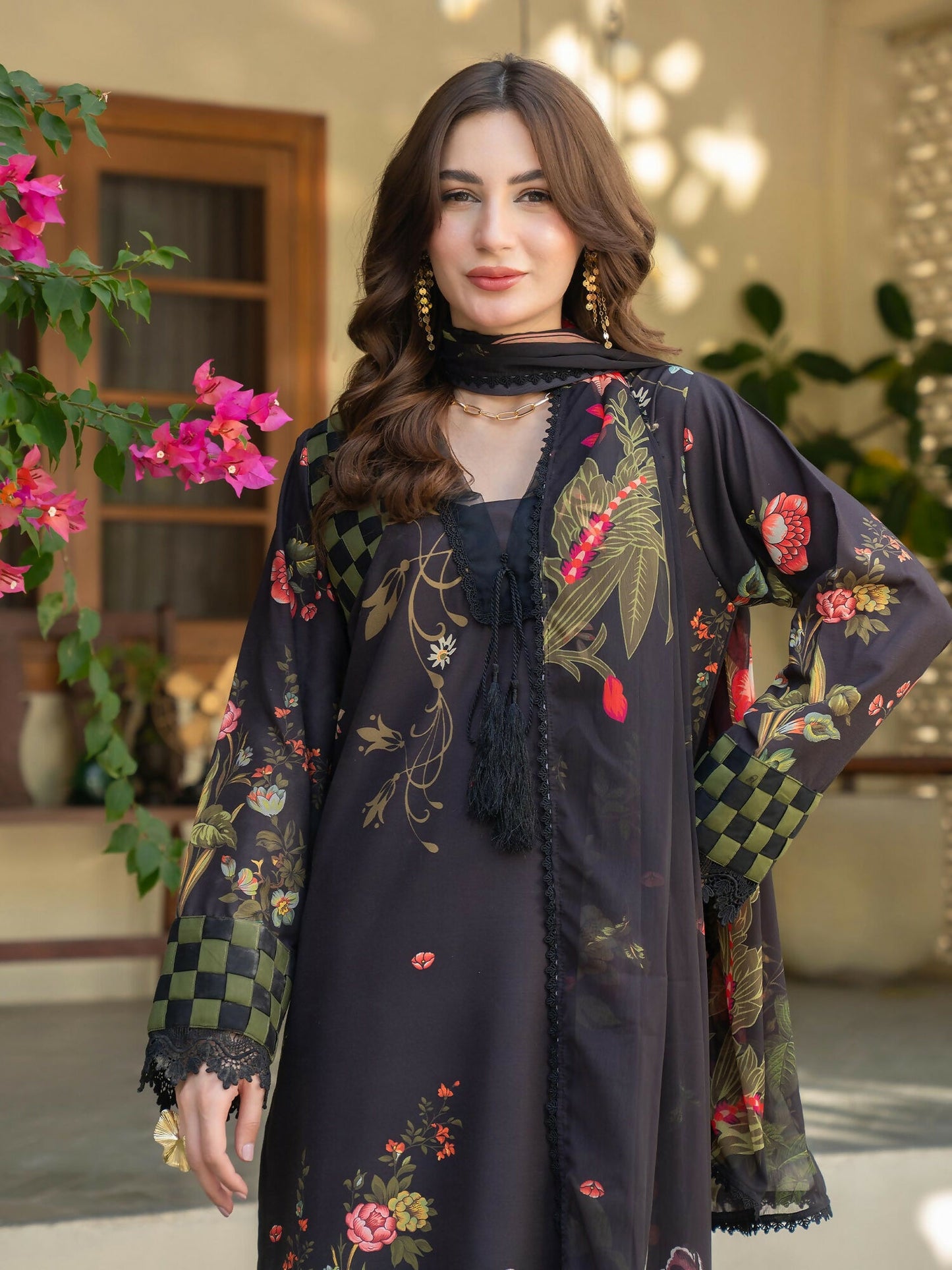 Panache Apparel Mah-e-Noor Raw Silk Printed Stitched Suit-Orya