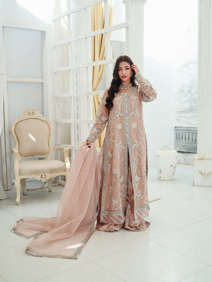 Farooq Hameed Studio Wedding Festive'25 Organza Embroidered Stitched 3-Piece Suit-Vareha