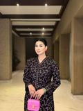 Tehzeeb Libas Summer Linen Embroidered Stitched 2-Piece Suit-MIDNIGHT GOLD