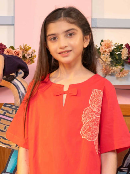 Velvour Girls Cotton Embroidered Stitched Kurti-VG98-A