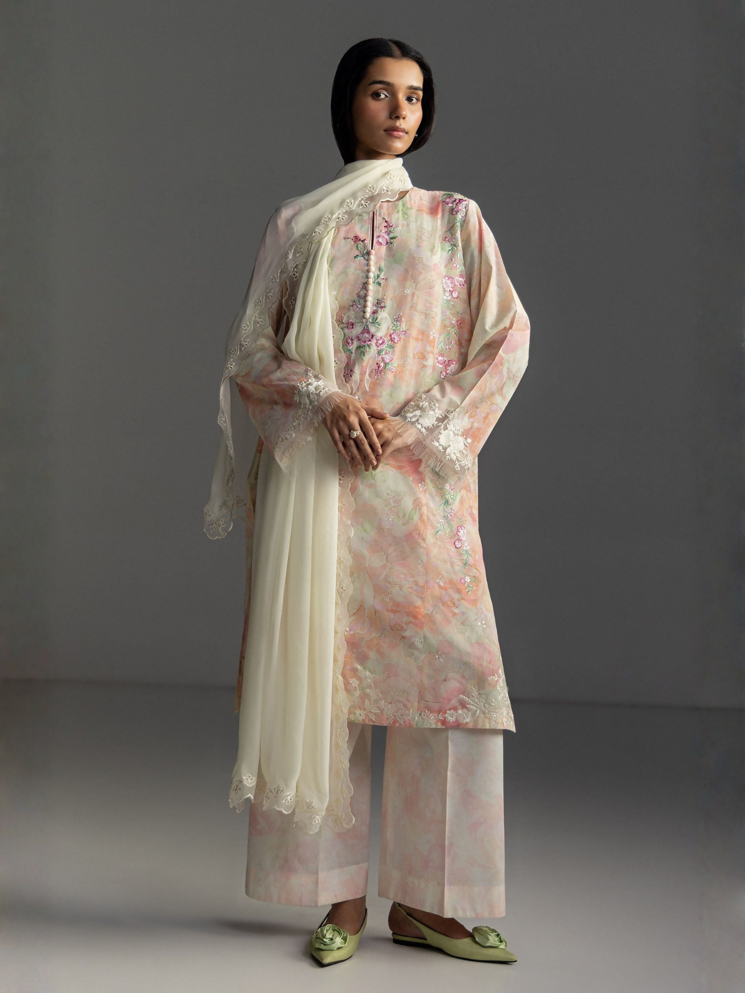 COCO by Zara Shahjahan Lawn'26 Embroidered Unstitched 3-Piece Suit-Aira-6B