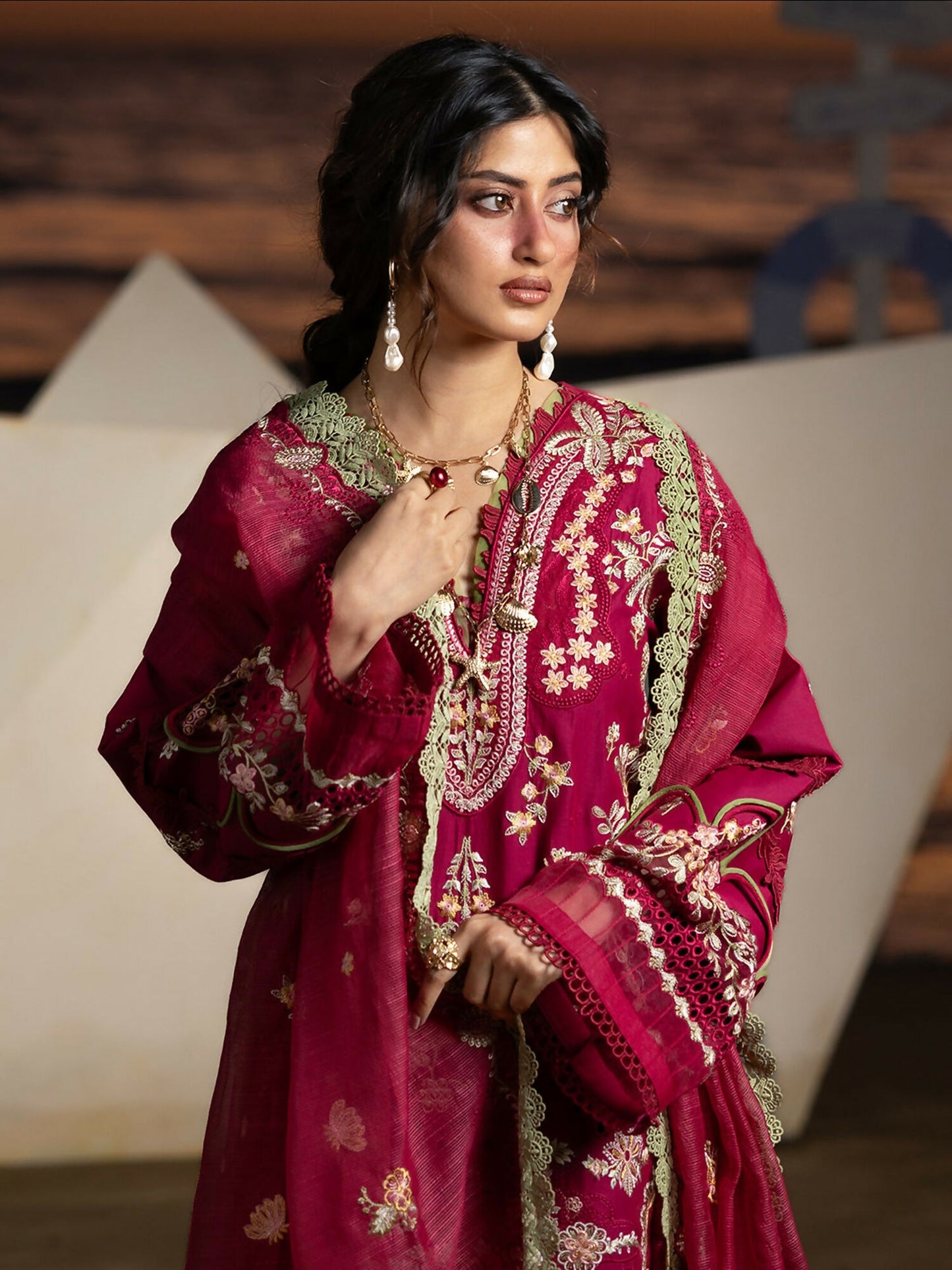 Mahnur Sirene Luxury Lawn'26 Embroidered Stitched 3-Piece Suit-S-09