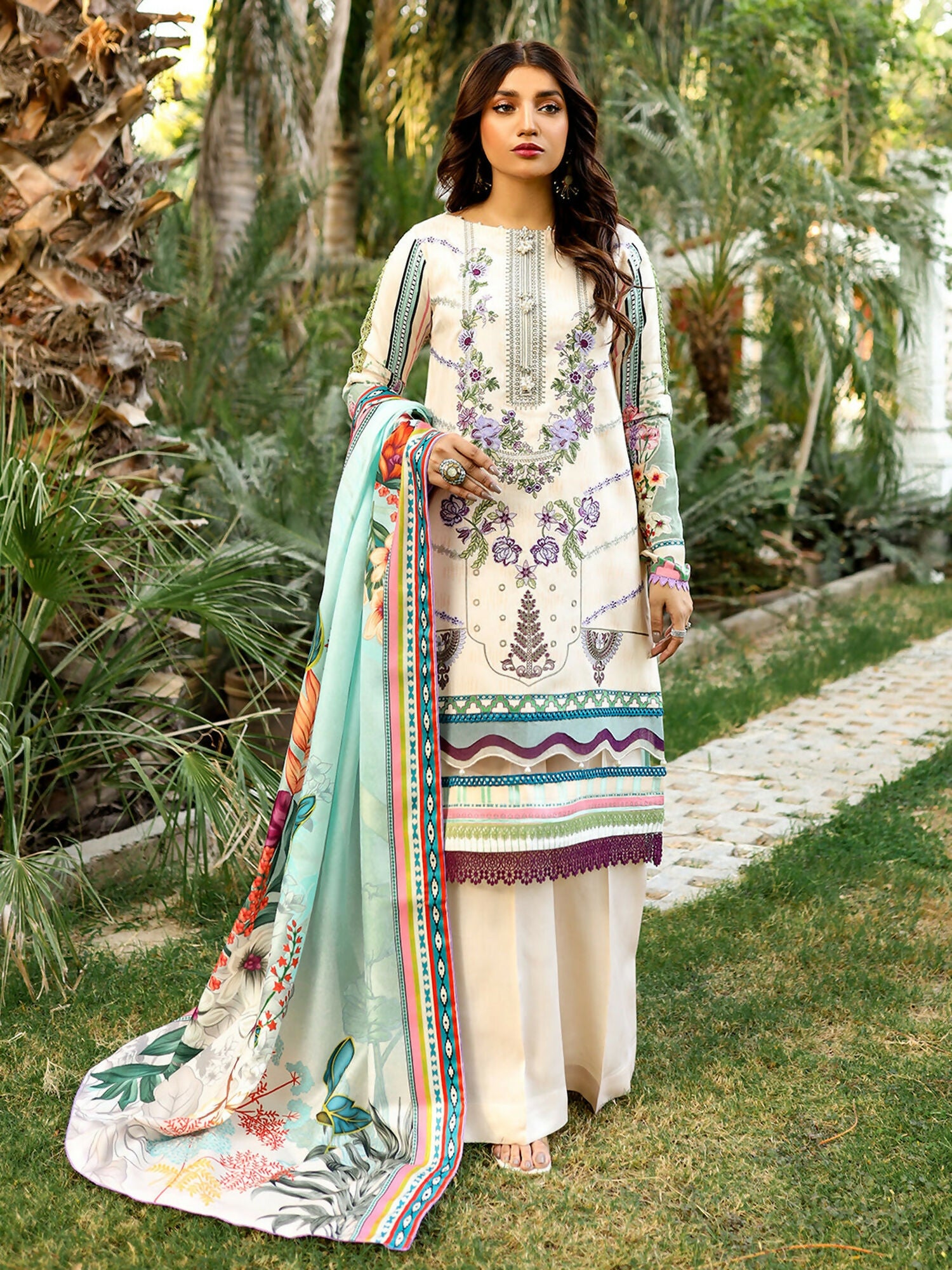 Binilyas Kotail Embroidered Unstitched 3-Piece Suit-762-B
