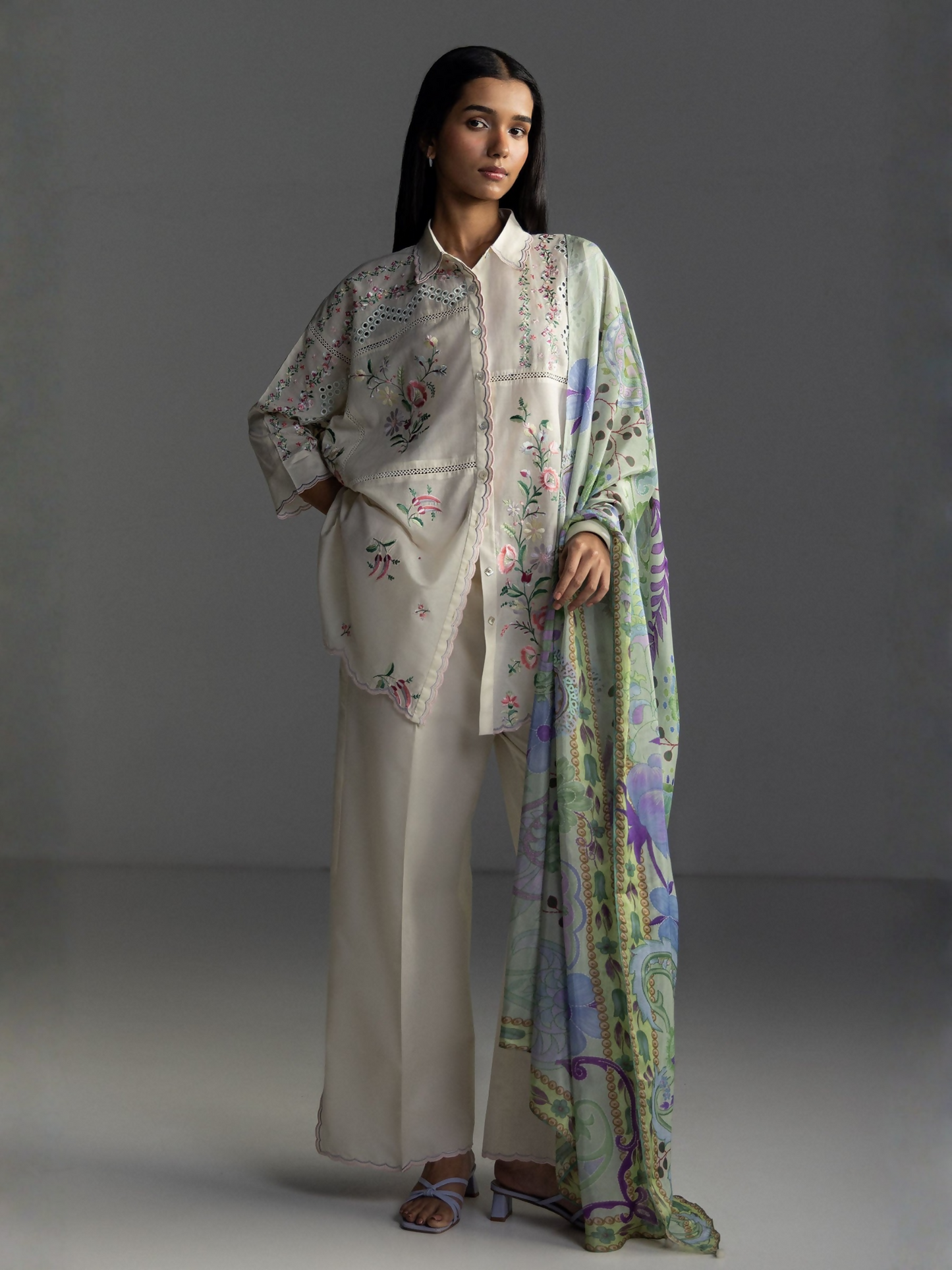 COCO by Zara Shahjahan Lawn'26 Embroidered Unstitched 3-Piece Suit-Seren-5A