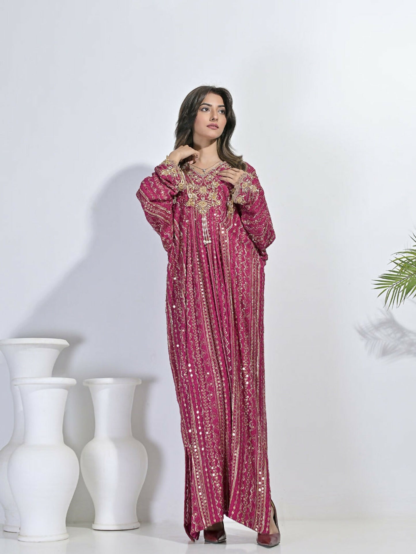Ruby's Couture Festive Fall'25 Chiffon Embellished Kaftan Set-Maaheen