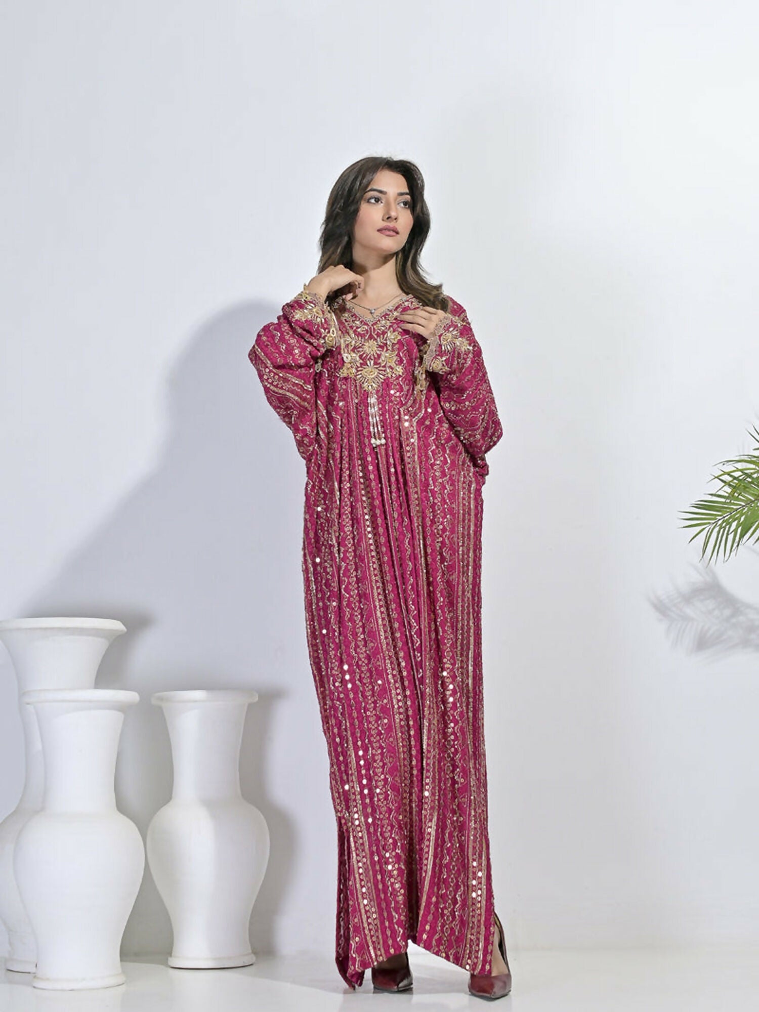 Ruby's Couture Festive Fall'25 Chiffon Embellished Kaftan Set-Maaheen