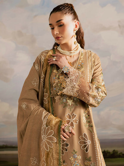 Mahnur Kaia Slub Linen Embroidered Unstitched 3-Piece Suit-K- 04