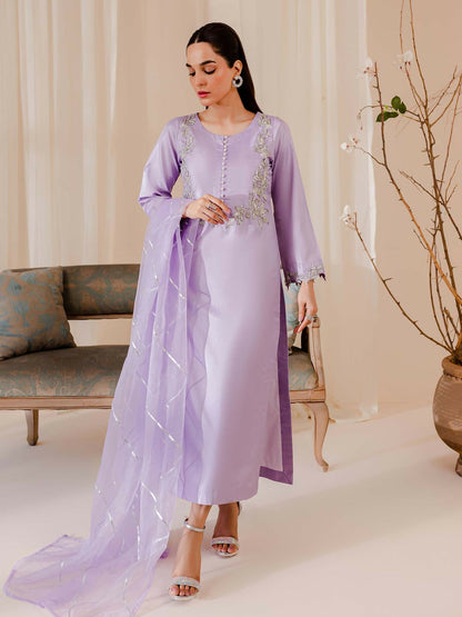 Allure By IH Raw Silk Embellished Stitched 3-Piece Suit-Irene