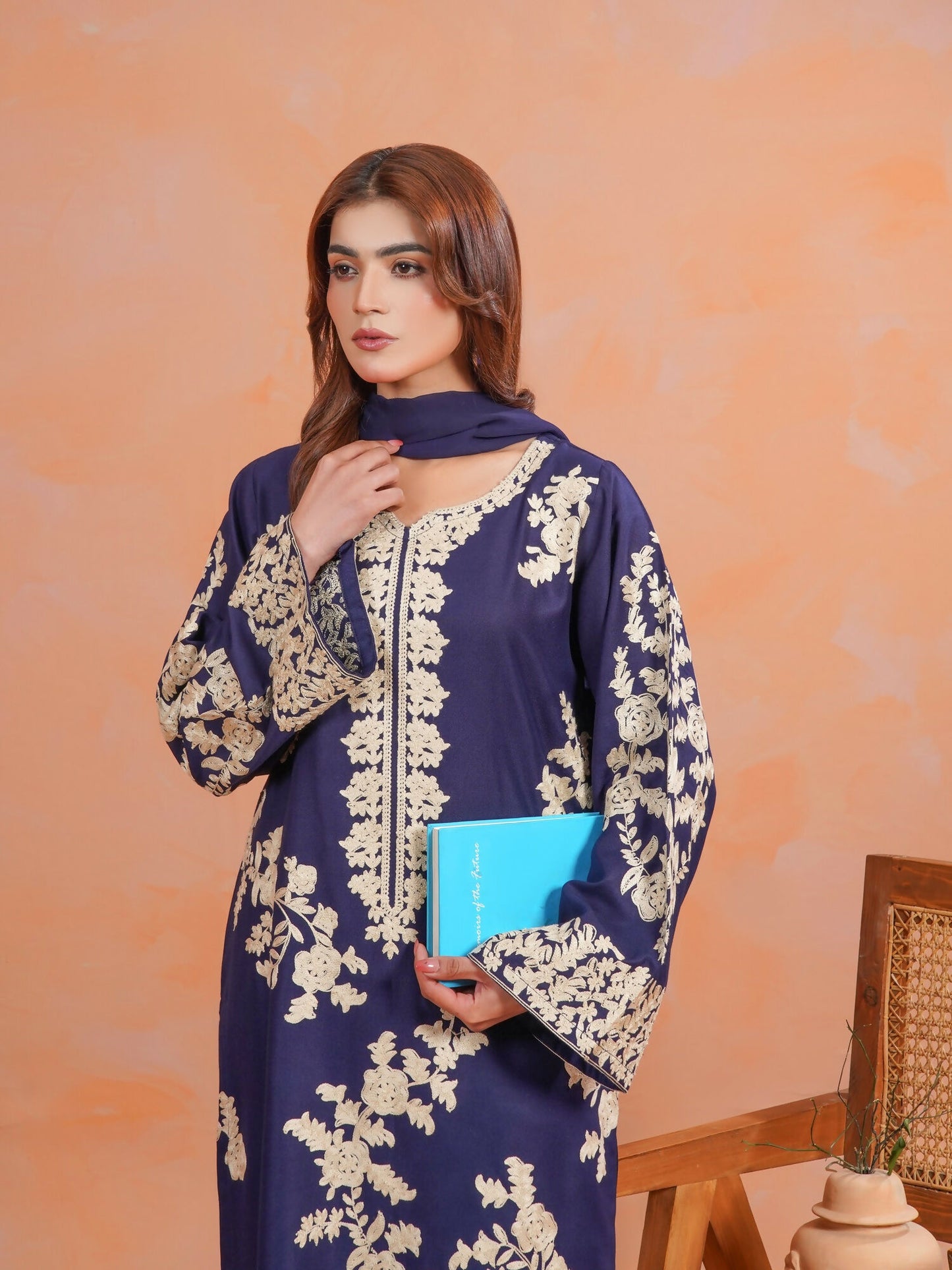 Tawakal Closet Linen Embroidered Stitched 3-Piece Suit-Zeenat