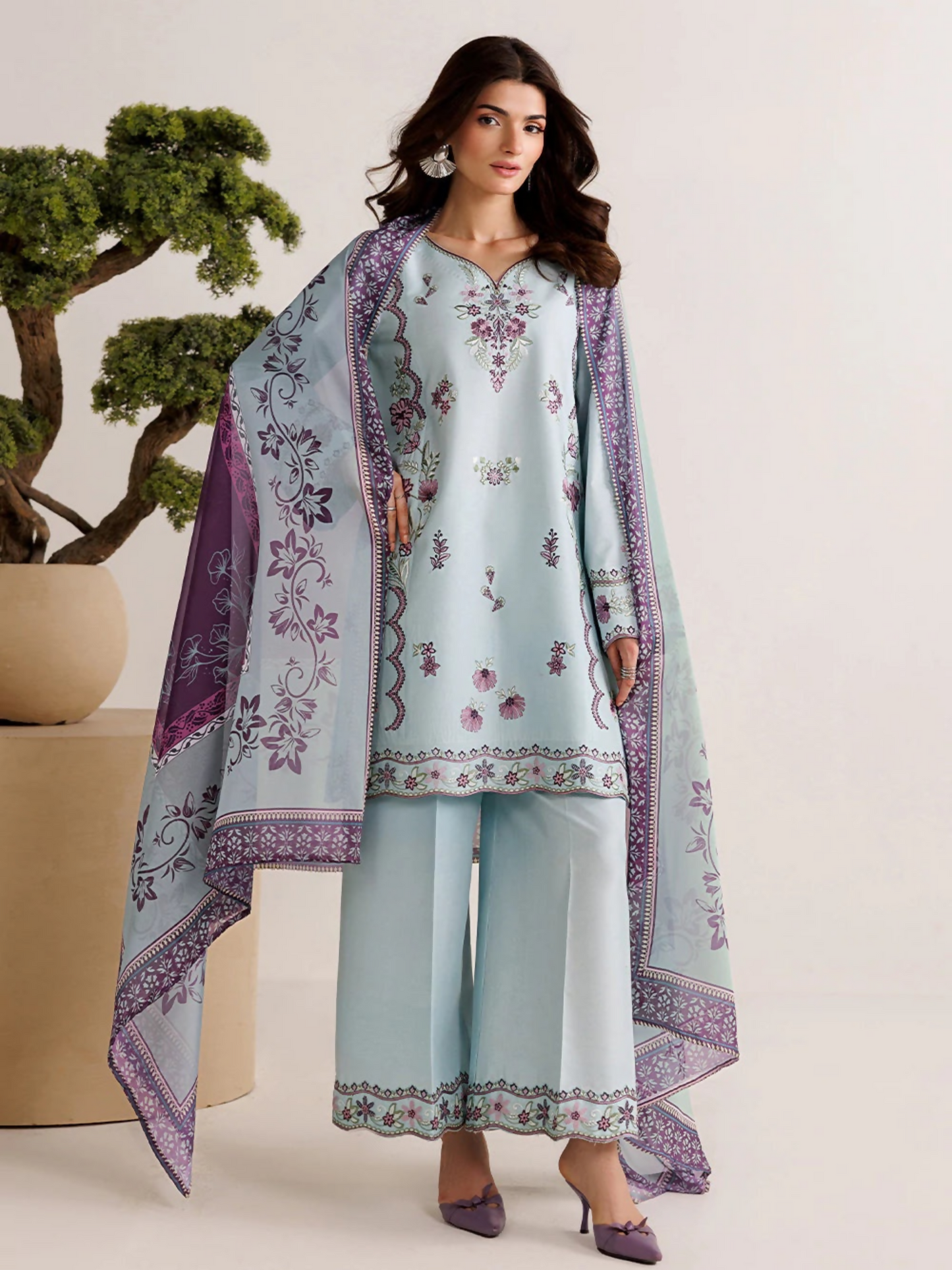 Panache Apparel Mistfall Vol II Cotton Embroidered Stitched Suit-Mirelle