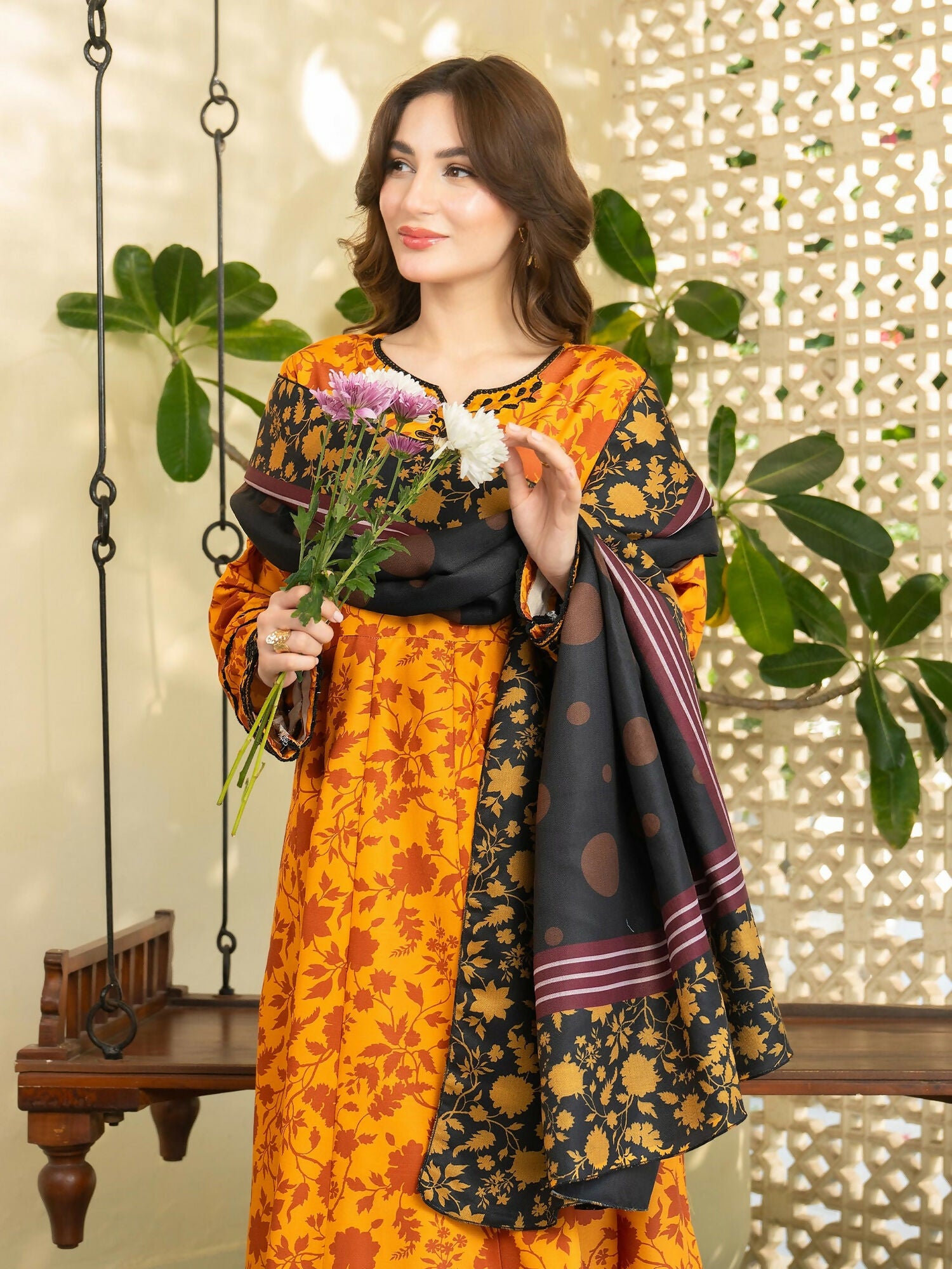 Panache Apparel Khaddar Embroidered Stitched Suit-Sienna