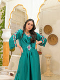 Ruby's Couture Poshak Silk Embellished Kaftan Set-Neelam
