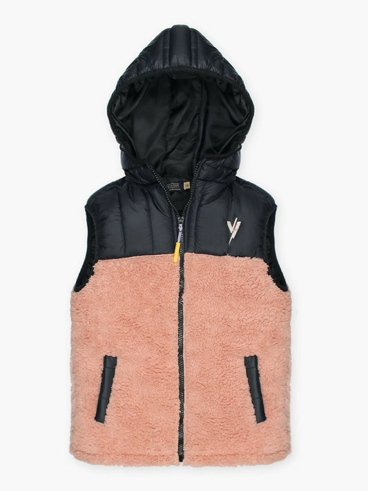 pink and black Velvour Puffer Jacket-VJ42-C