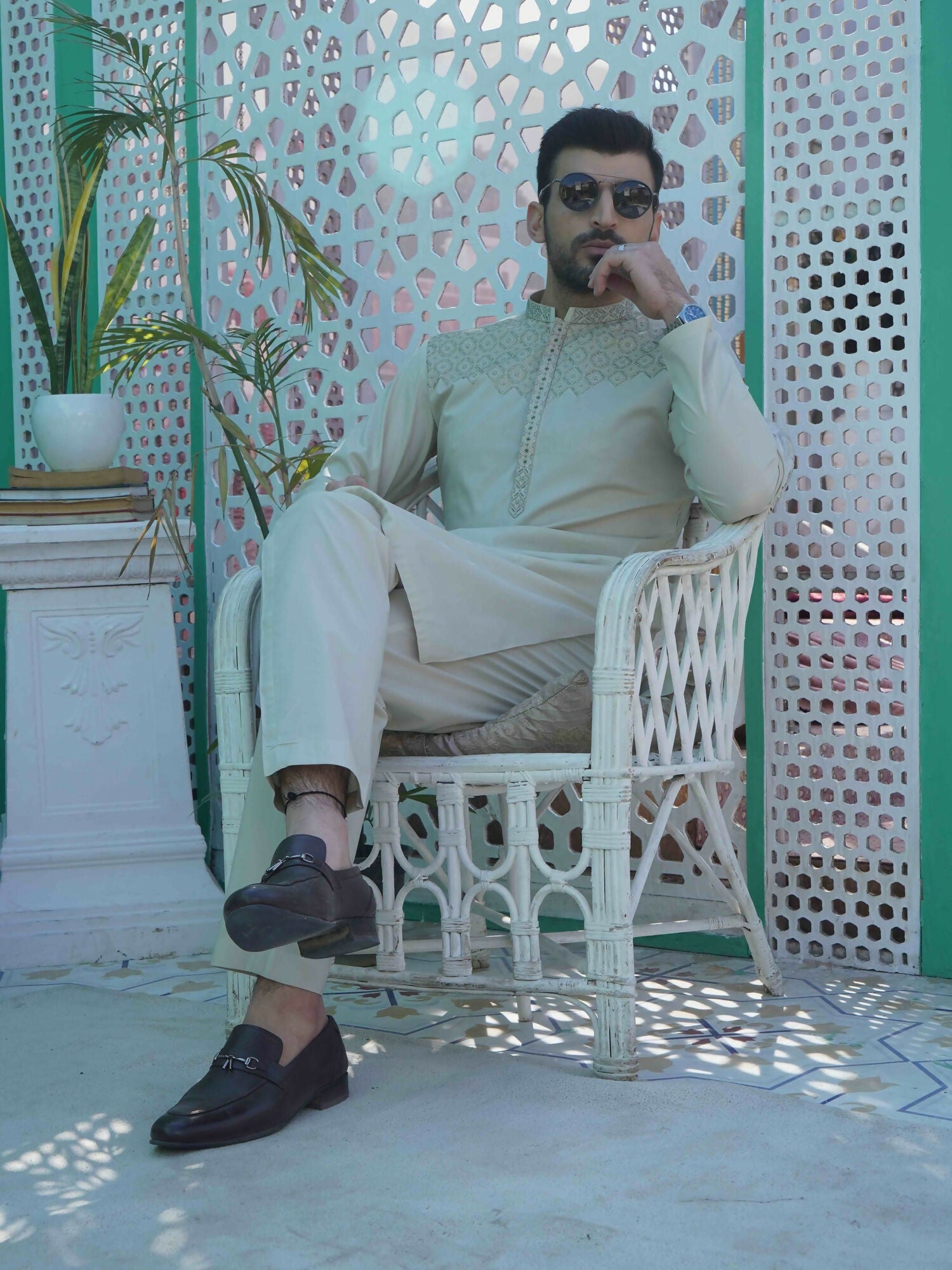 Fabrich Men Embroidered Cotton Unstitched Shalwar Kameez-GTS-B-026