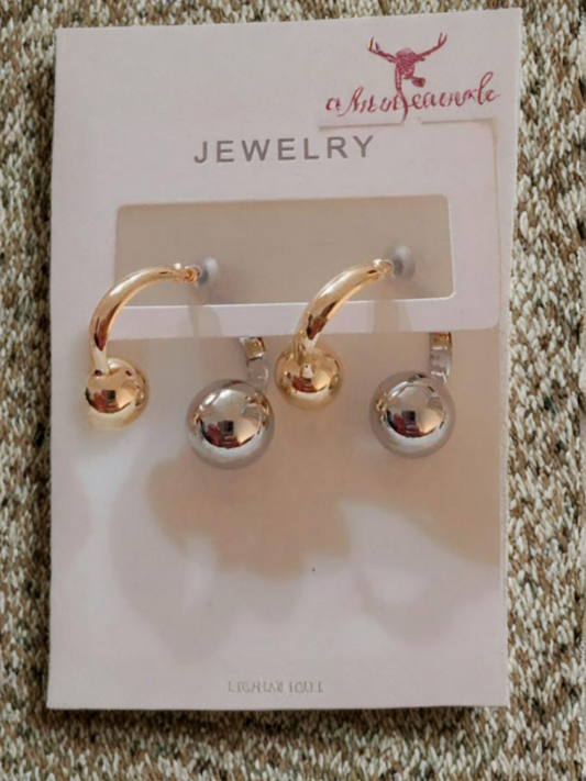 Joyels Golden Silver Ball Earrings