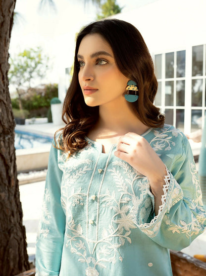 Panache Apparel Cotton Embroidered Stitched 2-Piece Suit-Pearly