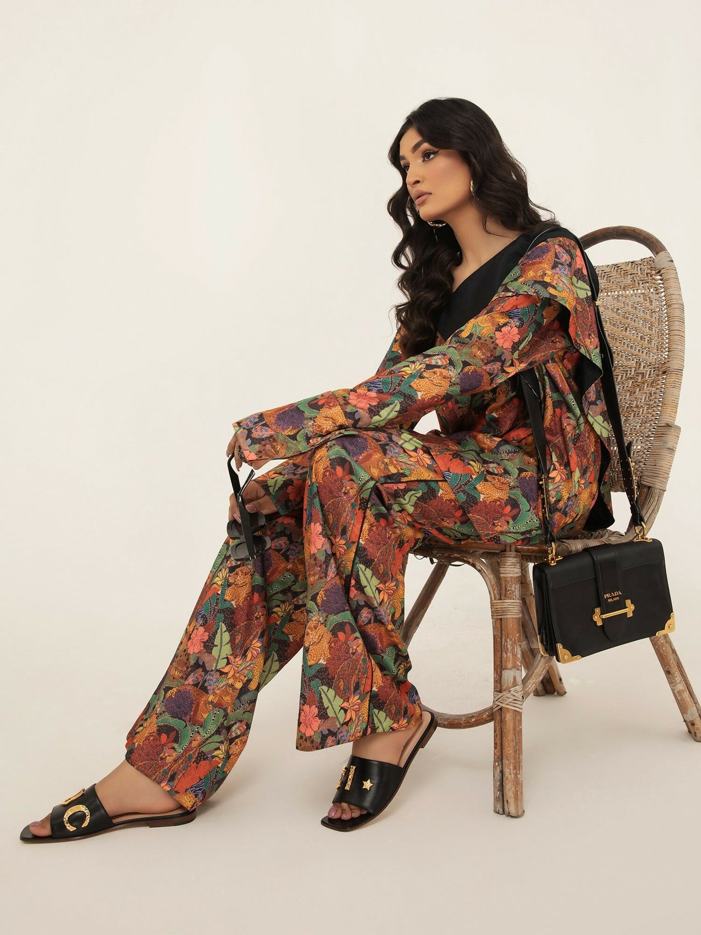 Shiza Hassan SH West Korean Raw Silk Printed Co-Ord Set-Leya