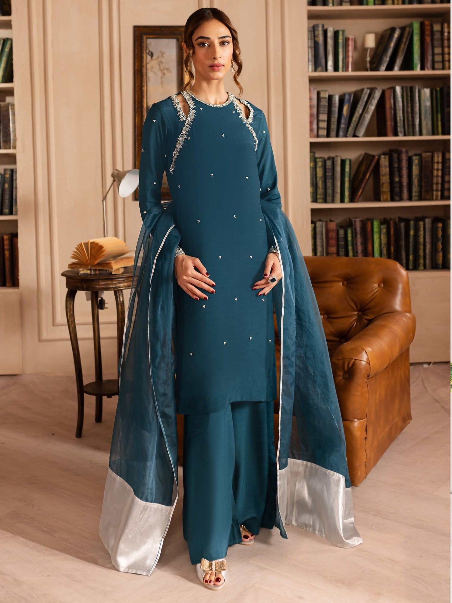 Allure By IH Luxury Pret Raw Silk Embellished Stitched 3-Piece Suit-Lucine