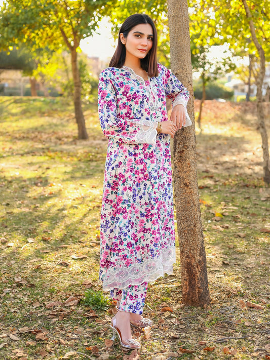 MAK Fashion Lawn Embroidered Stitched 2-Piece Suit-Blossom