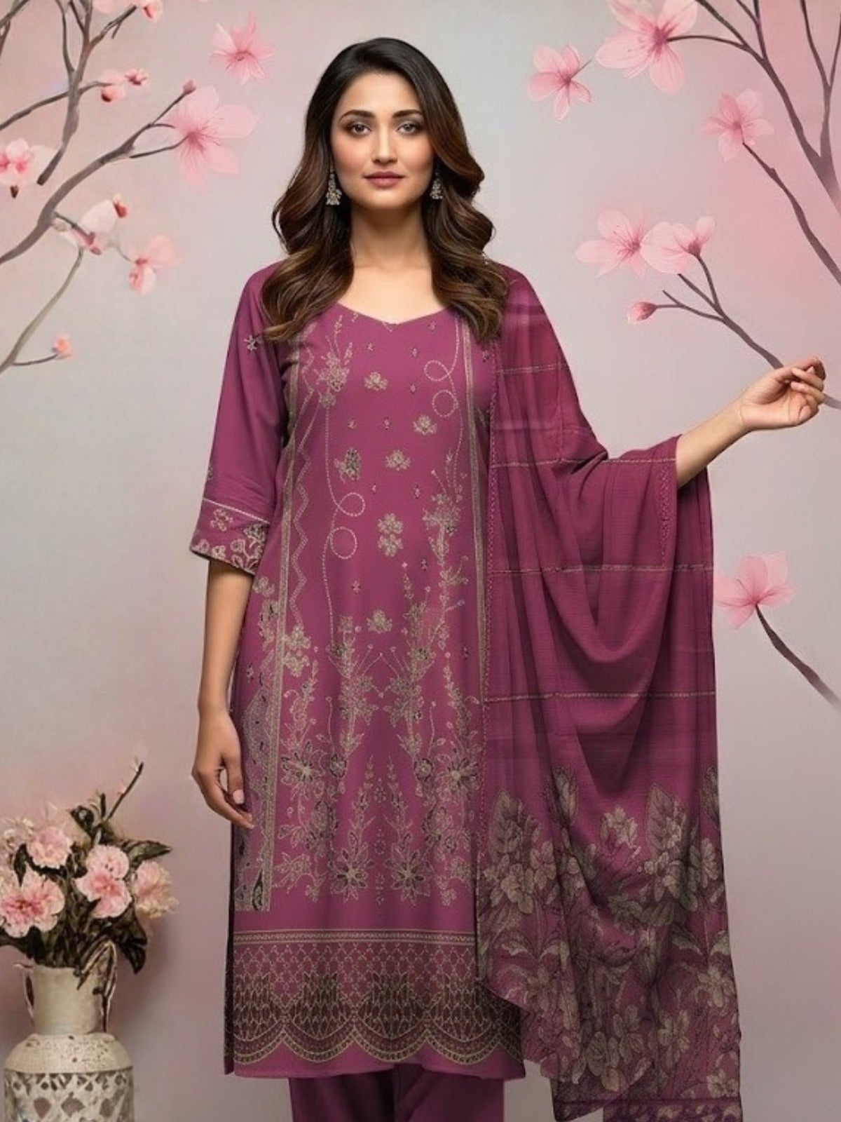 Bin Shaukat Vol 65 Bana Dora Lawn Embroidered Unstitched 3-Piece Suit