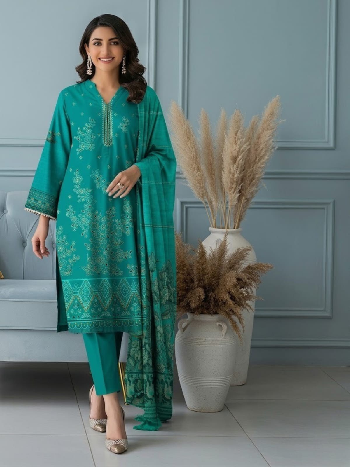 Bin Shaukat Vol 64 Bana Dora Lawn Embroidered Unstitched 3-Piece Suit