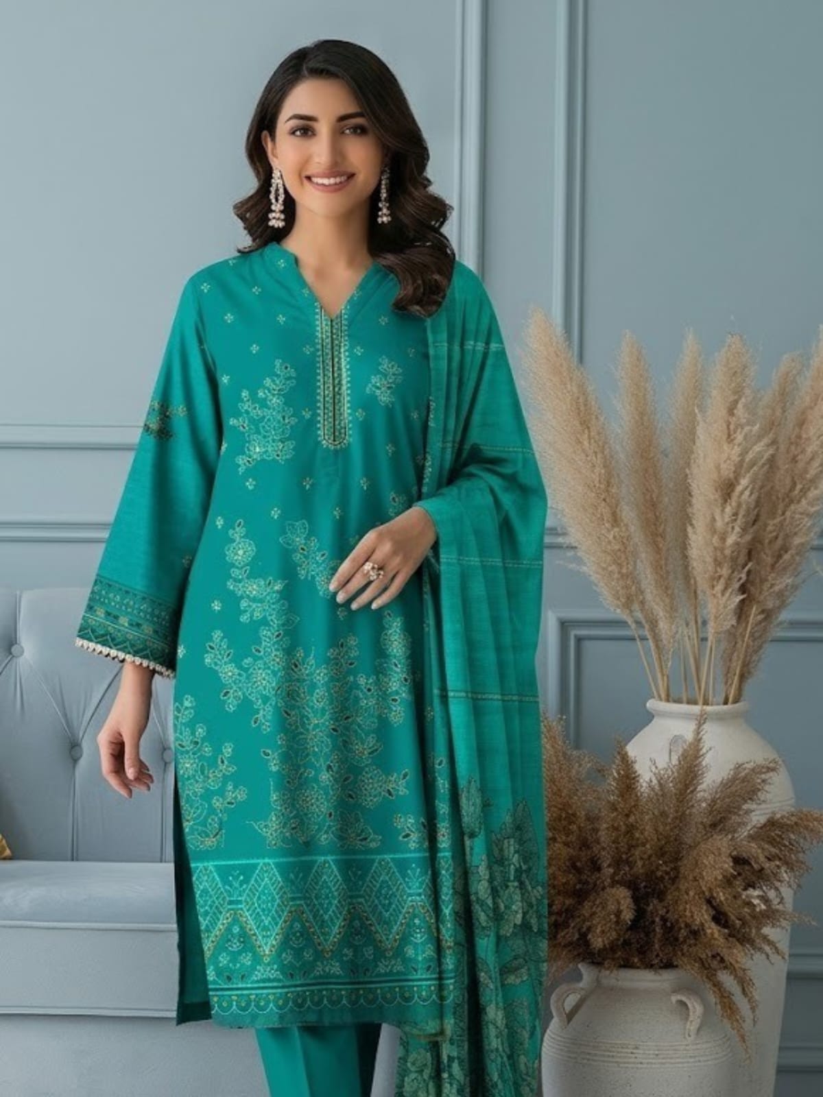 Bin Shaukat Vol 64 Bana Dora Lawn Embroidered Unstitched 3-Piece Suit
