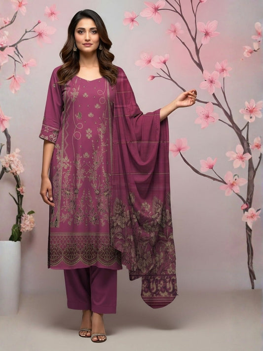 Bin Shaukat Vol 65 Bana Dora Lawn Embroidered Unstitched 3-Piece Suit