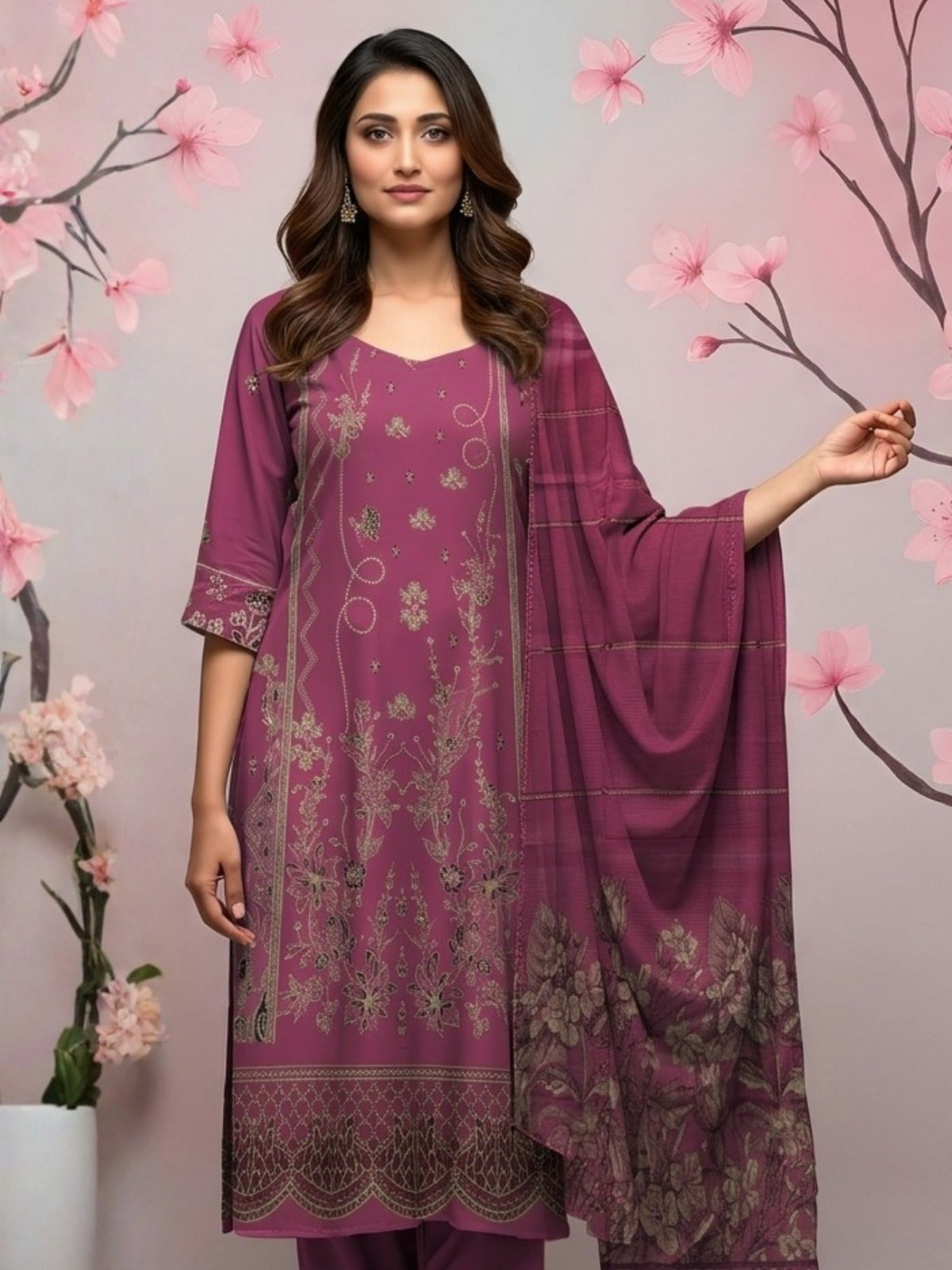 Bin Shaukat Vol 65 Bana Dora Lawn Embroidered Unstitched 3-Piece Suit