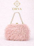 Tea Pink Orya's Fur Clutch