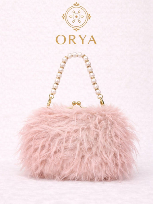 Tea Pink Orya's Fur Clutch