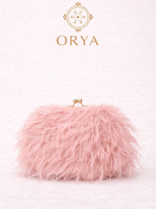 Tea Pink Orya's Fur Clutch