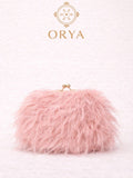 Tea Pink Orya's Fur Clutch