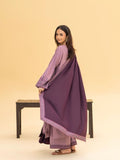 Ayat Closet Linen Embroidered Stitched 3-Piece Suit-Lark-Purple