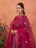 Stylish Collection Majeste Silk Embroidered Maxi-Zuri Plum