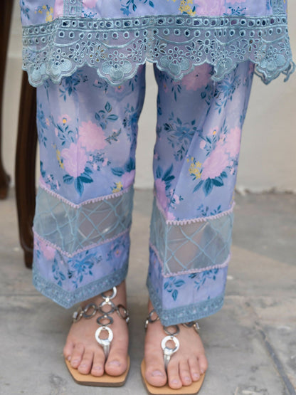 Panache Apparel Raw Silk Printed Stitched Suit-Aeris